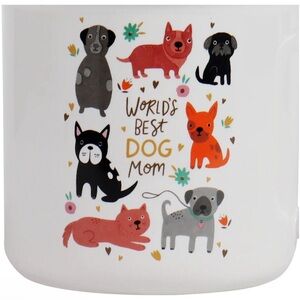 World's Best Dog Mom White Ceramic Mug with Colorful Dog Design